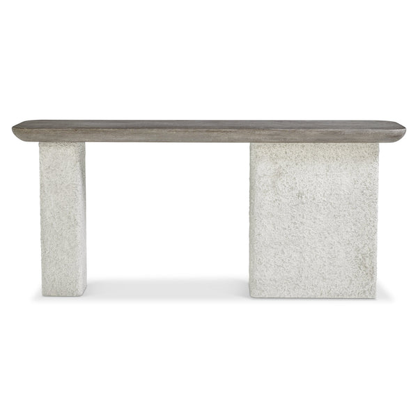 Bernhardt Bernhardt Monolith Console Table With Wire-Brushed Oak Top & Faux Stone Column Bases, 72" Wide 343915