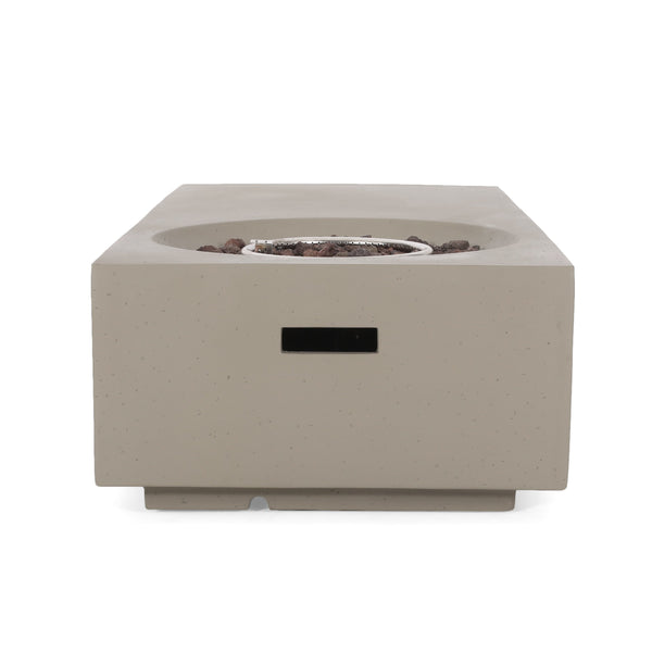 English Elm Rectangle Mgo Outdoor Fire Pit Table 50000 Btu Concrete Finish Modern Lounge 74003.00LGRY-50K