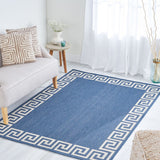 Christopher Knight Home® - Noble House - Preveli 5'3" X 7' Outdoor Area Rug, Blue and Ivory