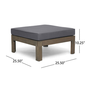 English Elm Alcove Acacia Hardwood Outdoor Sectional Set with Ottoman and Coffee Table 63714.00GDGRY