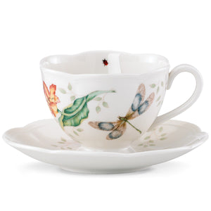 Lenox Butterfly Meadow Dragonfly Cup and Saucer Multi, WHITE PORCELAIN 812101