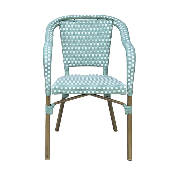 English Elm Bistro Chair Set of 2 French Country Woven Aluminum Outdoor Patio Seating Pair 72906.00LT