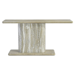 Bernhardt Bernhardt Arcadia Console Table With Monolithic Faux-Stone Column And Wire-Brushed Oak Cantilever Top 334914