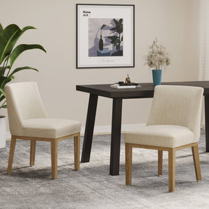 English Elm Dining Chair Set of 2 Solid Wood Textured Fabric Upholstered Farmhouse Modern Style 69408.00FBGE