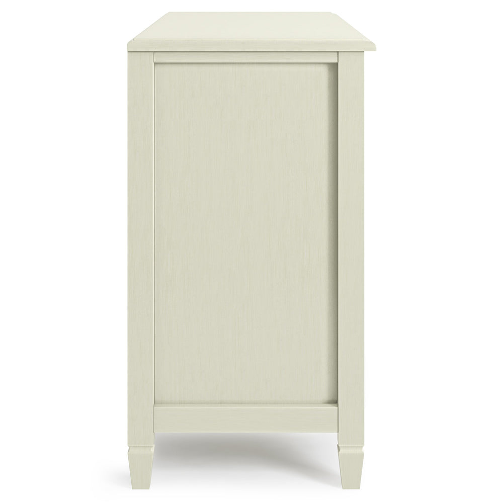 English Elm Connaught Low Storage Cabinet - Timeless Antique White Charm With Glass Doors & Adjustable Shelves B136P158530