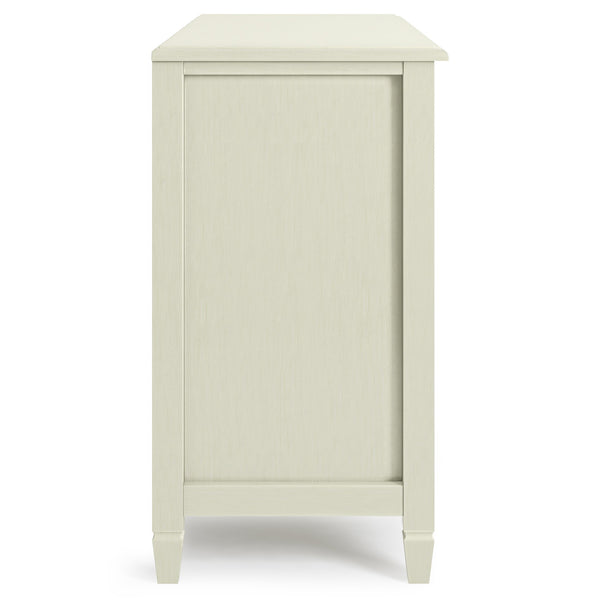 English Elm Connaught Low Storage Cabinet - Timeless Antique White Charm With Glass Doors & Adjustable Shelves B136P158530