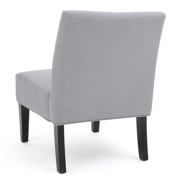 English Elm Accent Chair with Rubberwood Legs Plush Upholstered Seat for Living Room or Bedroom Light Grey 57764.00LGY