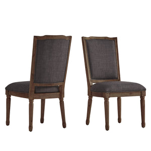 Homelegance By Top-Line Mayer Ornate Linen and Wood Dining Chairs (Set of 2) Dark Grey Rubberwood