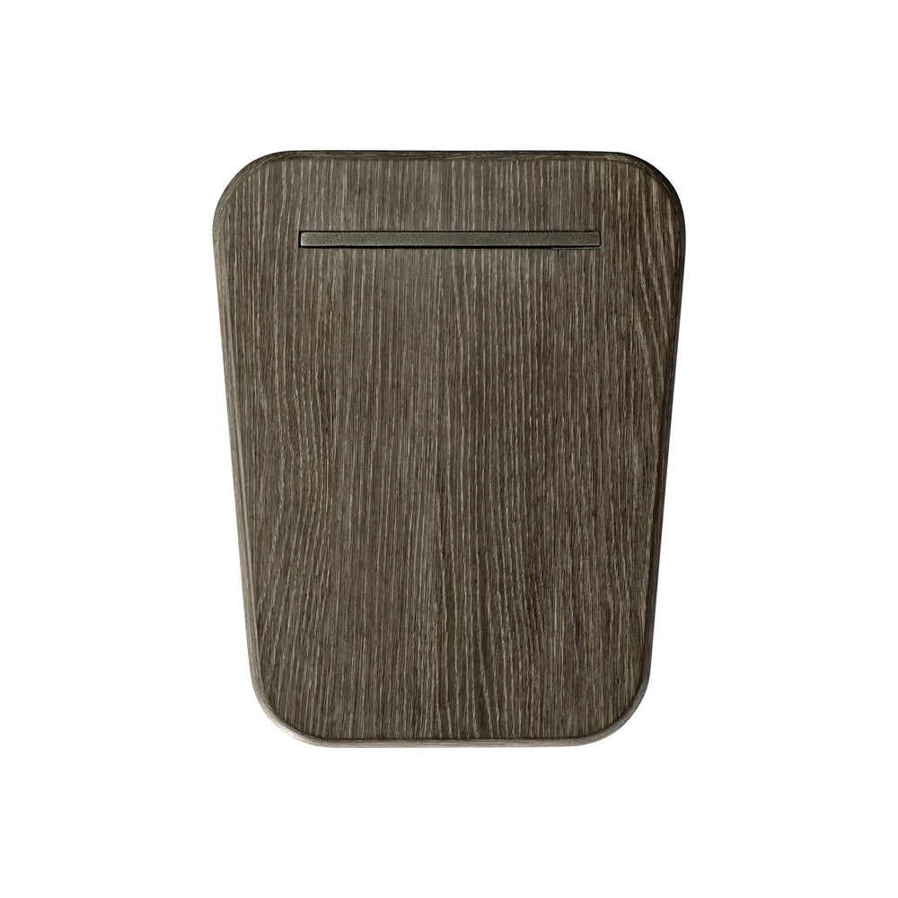 Bernhardt Bernhardt Melba Accent Table With Wire-Brushed Oak Top & Graphite Cast-Aluminum Sculptural Panel 564114
