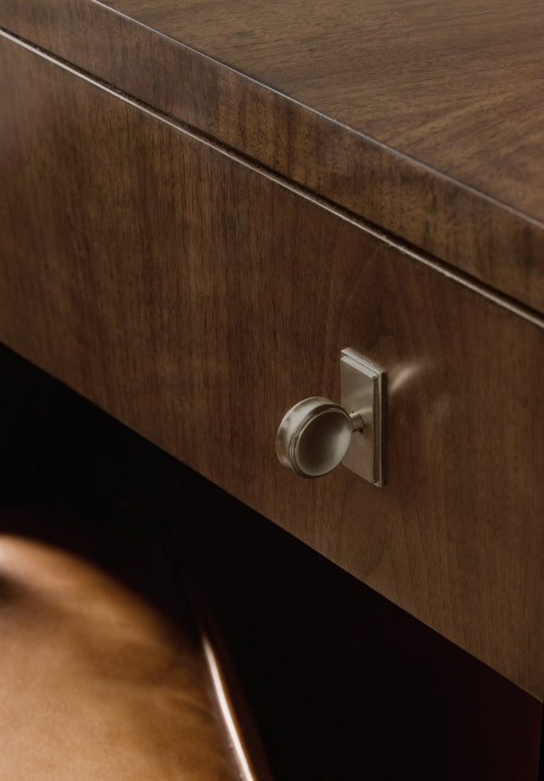 Hooker Furniture Archives Executive Desk In Classic Walnut With Satin Brass, 7-Drawer Storage, Cable Management Elegance 6123-10462-89