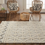 Feizy Rugs Anica Wool Hand Tufted Moroccan Rug Ivory/Black 12' x 15'