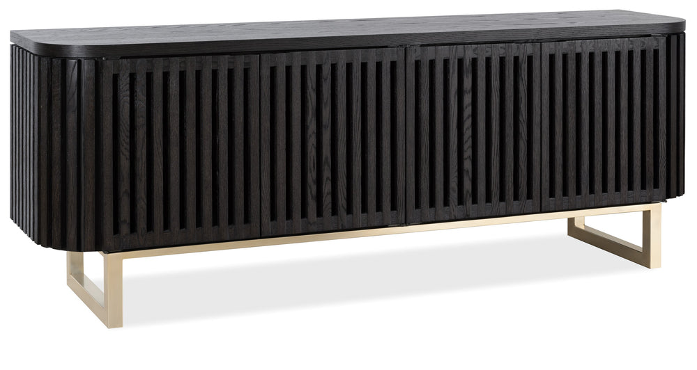 Hooker Furniture Commerce Easton Oak Wood Tv Console with Slatted Doors for Living Room Decor 7228-55050-99
