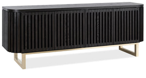 Hooker Furniture Commerce Easton Oak Wood Tv Console with Slatted Doors for Living Room Decor 7228-55050-99
