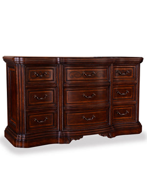 A.R.T. Furniture Valencia Dresser - Bold Mediterranean Design With 9 Drawers, Custom Hardware & A/V Storage Solution Brown, Brown Radiata Solids,White Oak,Walnut And Pine Veneers,Metal 209130-2304
