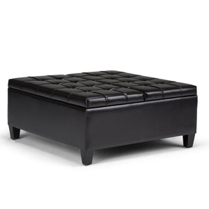 English Elm Harrison - Versatile Midnight Black Storage Ottoman With Lift-Top, Stylish Coffee Table & Seating B136P159136