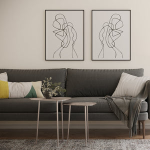 English Elm Shelton Hand-Finished Nickel 2-Pc Metal Nesting Tables — Geometric Etched Tops, Versatile Side/End Use B136P159605