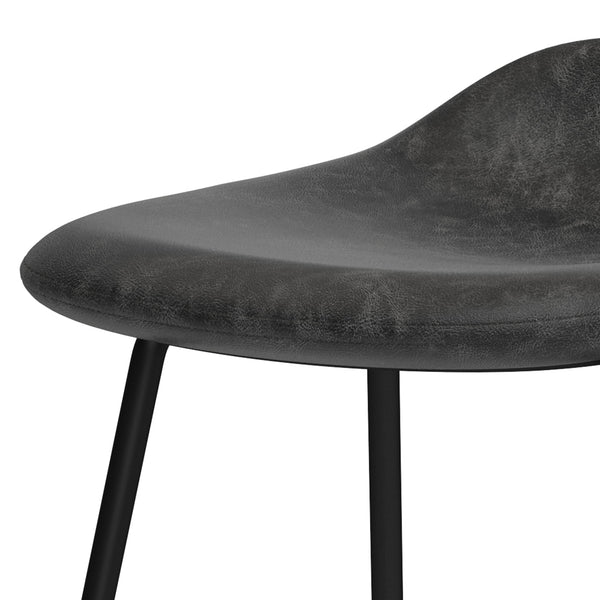 English Elm Dafney Bar Stool Set Of 2 - Sleek Distressed Charcoal Grey Vegan Leather For Modern Spaces B136P158578