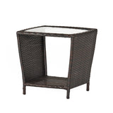 Christopher Knight Home® - Noble House - Weston Outdoor Wicker Side Table with Glass Top