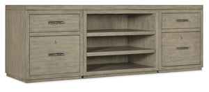 Hooker Furniture Linville Rustic 84" Mink Credenza With Locking File Drawers, Open Cabinet Shelving & Pewter Pulls 24.00 L x 84.00W x 30.00H 6150-10918-85