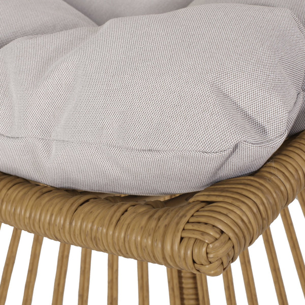 English Elm Christopher Knight Home® - ELAINE Wicker High-Back Chair Light Brown — Boho PE Rattan Papasan with Iron Frame, Weather-Resistant Cushion 71842.00LBGE
