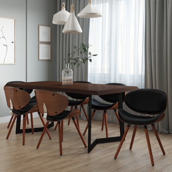 English Elm Marana Dining Chair - Stylish Black Mid-Century Modern Design With Comfortable Vegan Leather Seat B136P158911