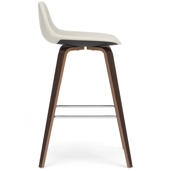 English Elm Randolph Mid-Century Modern Bentwood Stools Set Of 2 - Stylish Faux Leather & Chrome Footrest B136P159442-GIGA