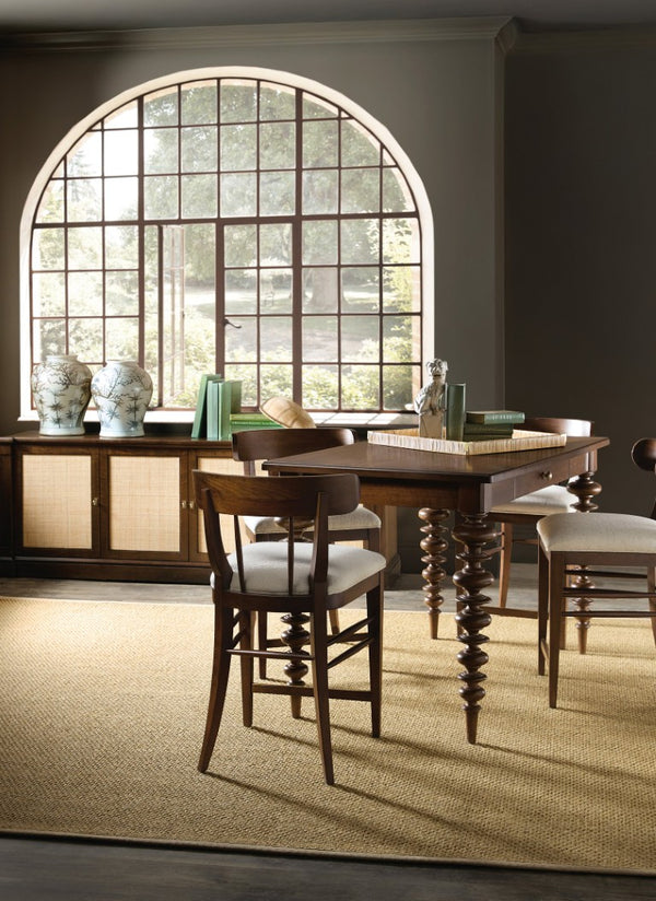 Hooker Furniture Archives Counter Stool With Curate Wheat Upholstery, Walnut Curved Back, Performance Fabric Trimmed Elegance 6123-75350-89