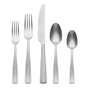 Lenox Oneida Reid Vintage Tumbled 20 Piece Flatware Set Metallic, STAINLESS METAL 896757