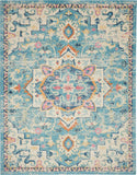 Nourison Passion PSN25 Machine Made Power-loomed Ornamental Border Indoor Only Bohemian Vintage Rug Ivory,Light Blue, Ivory Light Blue 100% Polypropylene 99446015013