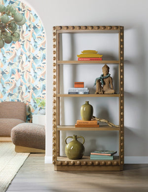 Hooker Furniture Commerce Oak Etagere With 3 Open Shelves, Beaded Plinth Base, Medium Natural Finish For Displayffects 7228-50740-80