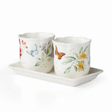 Lenox Butterfly Meadow 3-Piece Herb Pots & Tray Set Multi, WHITE PORCELAIN 895241