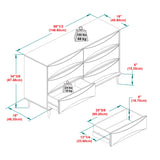 58" 6-Drawer Solid Wood Dresser with Curved Front Detail Walnut BRATT6DRDWT-T Walker Edison