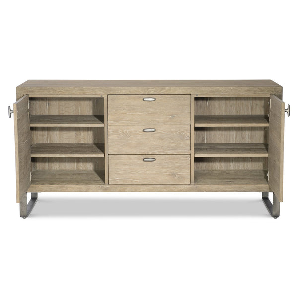 Bernhardt Bernhardt Tribeca Buffet Aurum Finish — 64" White Oak Storage Buffet With Soft-Close Drawers & Steel Base 333133