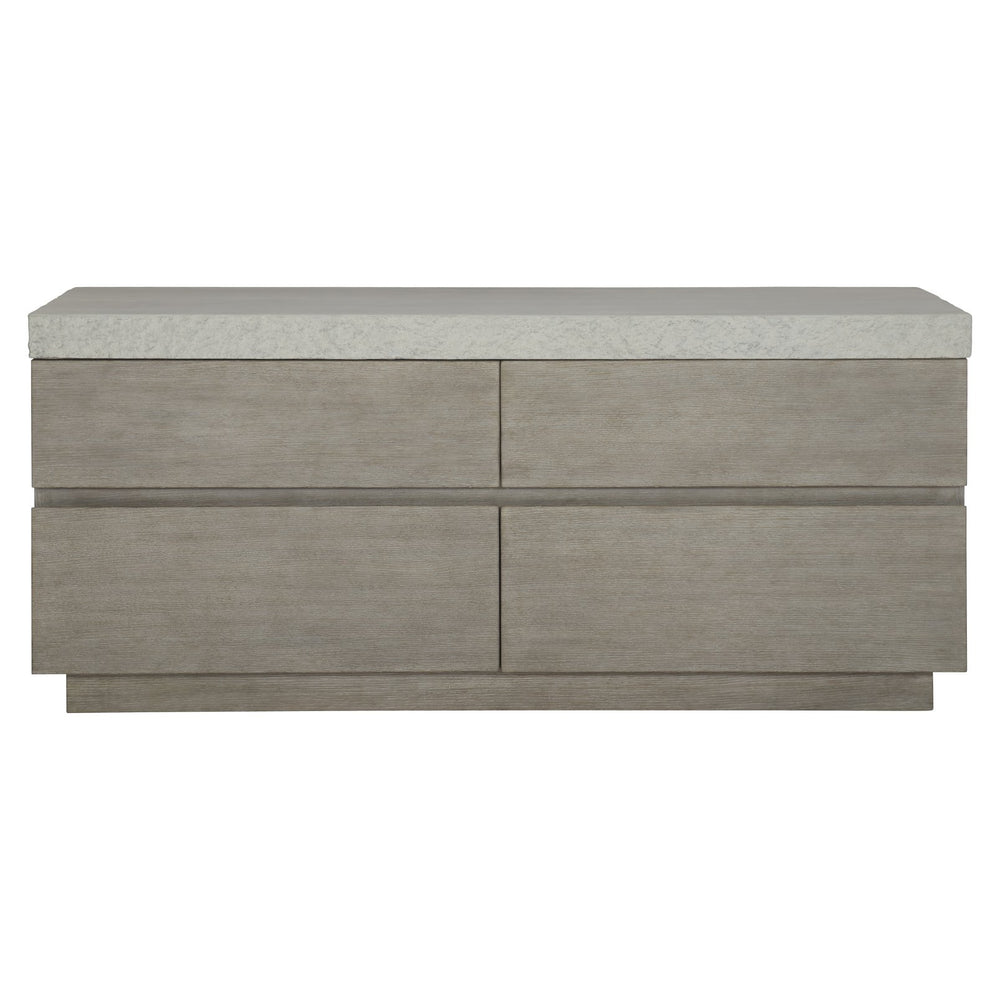 Bernhardt Bernhardt Ritter Dresser With Flint Oak Case & Sand Grey Cast Concrete Top, 4 Soft-Close Drawers, 309052