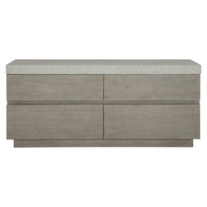 Bernhardt Bernhardt Ritter Dresser With Flint Oak Case & Sand Grey Cast Concrete Top, 4 Soft-Close Drawers, 309052