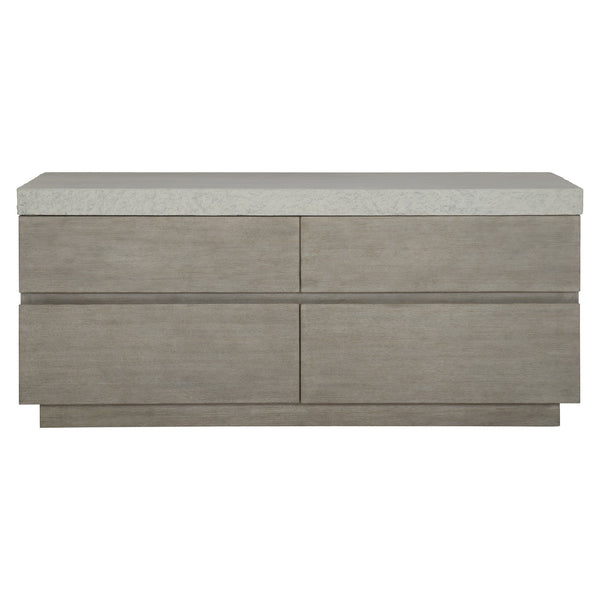 Bernhardt Bernhardt Ritter Dresser With Flint Oak Case & Sand Grey Cast Concrete Top, 4 Soft-Close Drawers, 309052