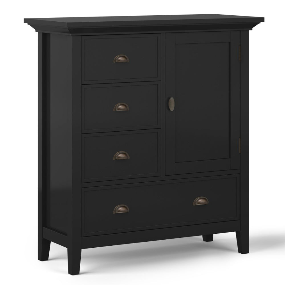 English Elm Redmond Medium Storage Cabinet - Handcrafted Solid Wood In Elegant Black Finish With Antique Brass Hardware B136P159530-GIGA