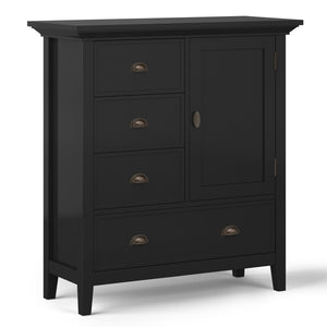 English Elm Redmond Medium Storage Cabinet - Handcrafted Solid Wood In Elegant Black Finish With Antique Brass Hardware B136P159530-GIGA
