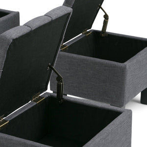 English Elm Dover 3-Piece Storage Ottoman Set In Slate Grey - Stylish Seating & Hidden Storage For Your Home B136P159056