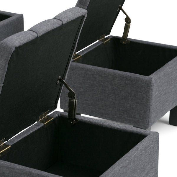 English Elm Dover 3-Piece Storage Ottoman Set In Slate Grey - Stylish Seating & Hidden Storage For Your Home B136P159056