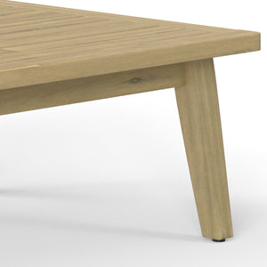 English Elm Palmetto Solid Acacia Outdoor Coffee Table in Light Teak — Handcrafted, Weather-Resistant 43.3"W B136P159371