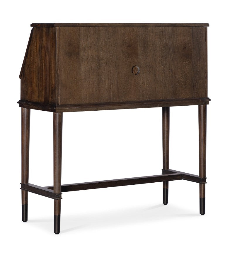 Hooker Furniture Commerce Acacia Secretary Desk With Drop-Front Work Surface, Mid-Century Legs, Cable Grommet, Compact Storage 7228-10017-85