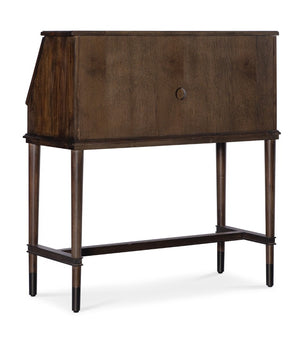 Hooker Furniture Commerce Acacia Secretary Desk With Drop-Front Work Surface, Mid-Century Legs, Cable Grommet, Compact Storage 7228-10017-85