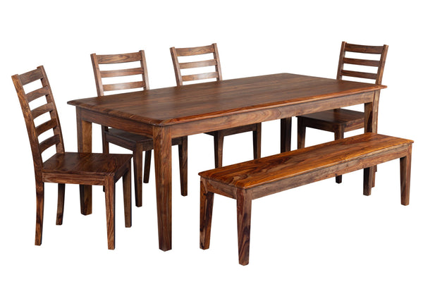 Porter Designs Porter Sonora Solid Sheesham Wood Dining Table - Handcrafted Elegance With Rich Color Variation Brown Wood 07-196-01-9740
