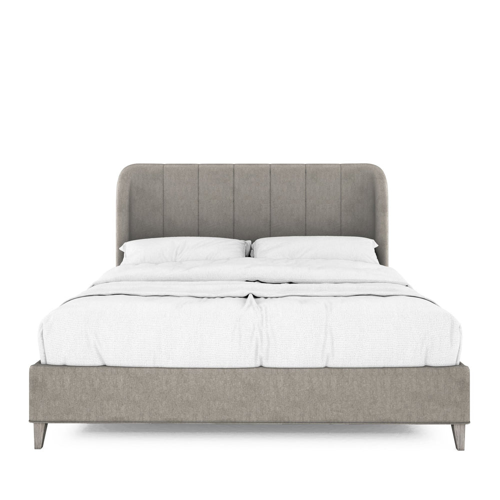 A.R.T. Furniture Vault California King Upholstered Shelter Bed - Stylish Mink Finish, Soft Grey Chenille Elegance Gray Parawood Solids,Foam,Fabric 285127-2354
