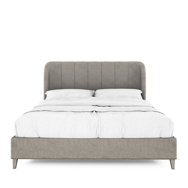 A.R.T. Furniture Vault Elegant Bed With Fancy Face Veneer Headboard And Plinth Base In Stylish Mink Finish Gray Parawood Solids,Foam,Fabric 285126-2354