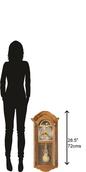 Hekman Furniture 620156 Fenton Wall Clock - Timeless Golden Oak Chiming Clock With Pendulum For Elegant Interiors Golden Oak Fenton Wall Clock 620156