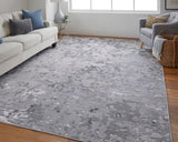 Feizy Rugs Micah Polyester/Polypropylene Machine Made Industrial Rug Silver/Gray/White 9'-2" x 12'