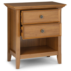 English Elm Amherst Bedside Table - Handcrafted Light Golden Brown Wood With Storage & Traditional Design B136P158367