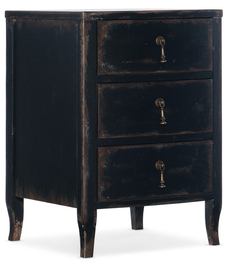 Hooker Furniture Ciao Bella Telephone Table With Distressed Black Finish, 3 Drawers & Usb Outlet For Small Spaces 5805-90115-99